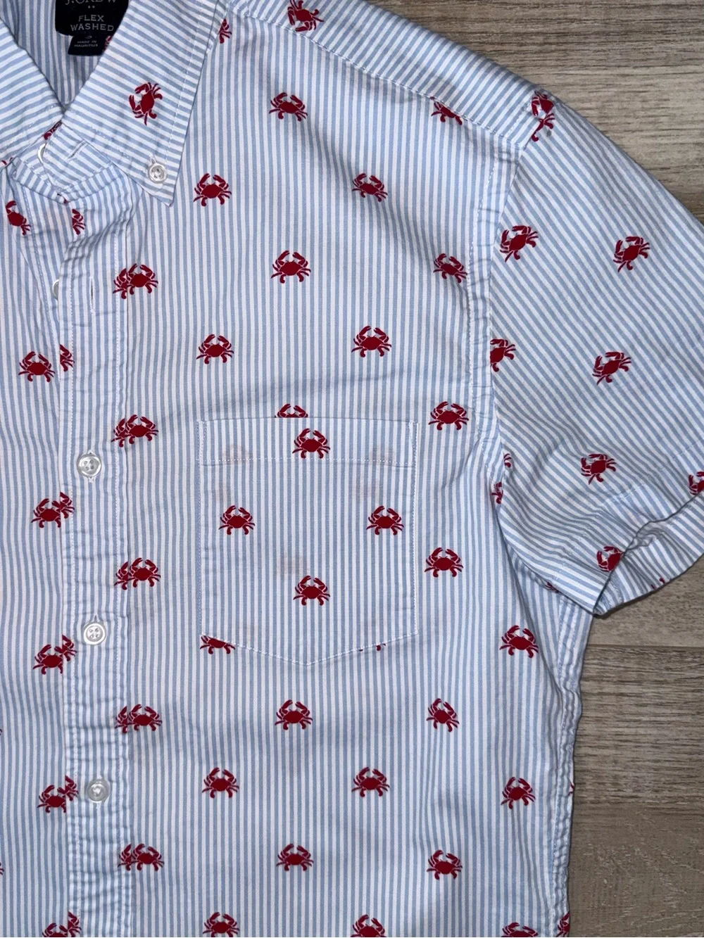 J.Crew Flex Washed Slim Fit Crab Print Button Down Shirt Coastal Nautical - Picture 4 of 10